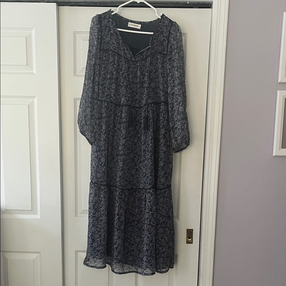 Lucky Brand Blue Floral Long Sleeve Dress